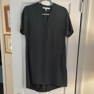 Dark Green Short Sleeve Dress, with camisole dress underneath